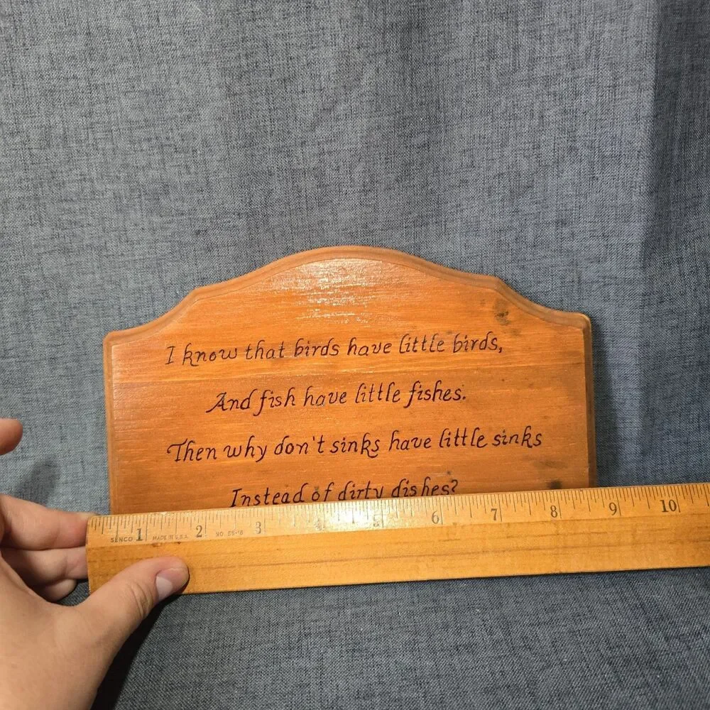 Vtg Wooden Kitchen Plaque Sinks Dirty Dishes Farmhouse Wall Hanging Cottagecore